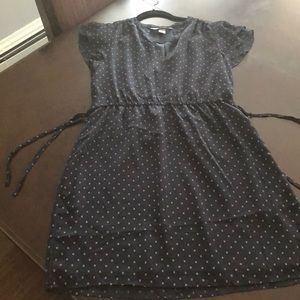 NWOT Navy H&M cinch waist v-neck dress